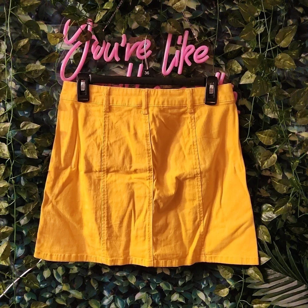 Celebrity Pink Button Down Golden Yellow Skirt